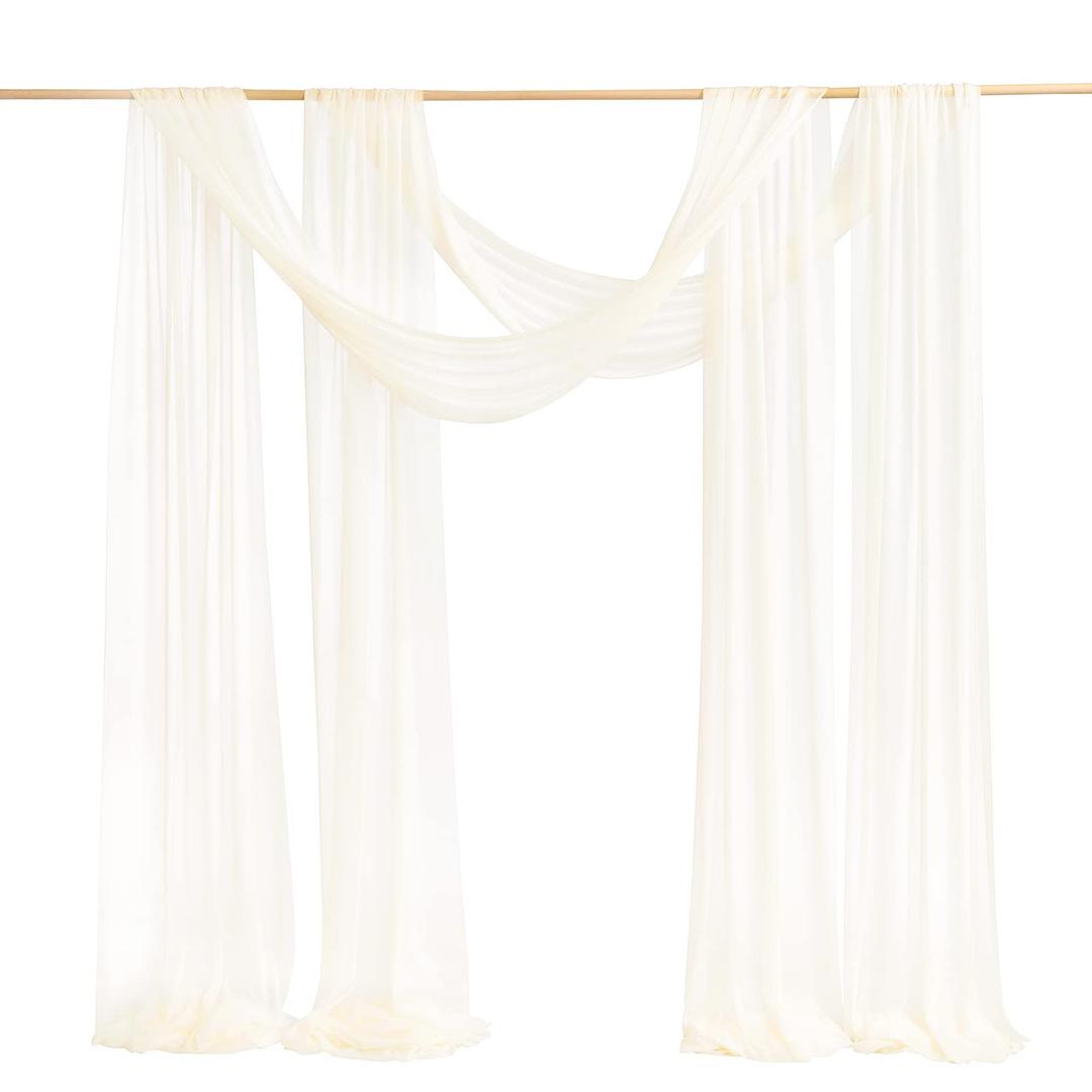 Ling's moment Wedding Arch Draping Fabric 2 Panels 32Ft x 30" Wrinkle-Free Wedding Arch Drapes Chiffon Fabric, White Curtain for Wedding Ceremony Reception Background Party Home Garden Decorations