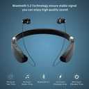 AMORNO Foldable Bluetooth Headphones Wireless Neckband Headset with Retractable Earbuds, Sports Sweatproof Noise Cancelling Stereo Earphones with Mic