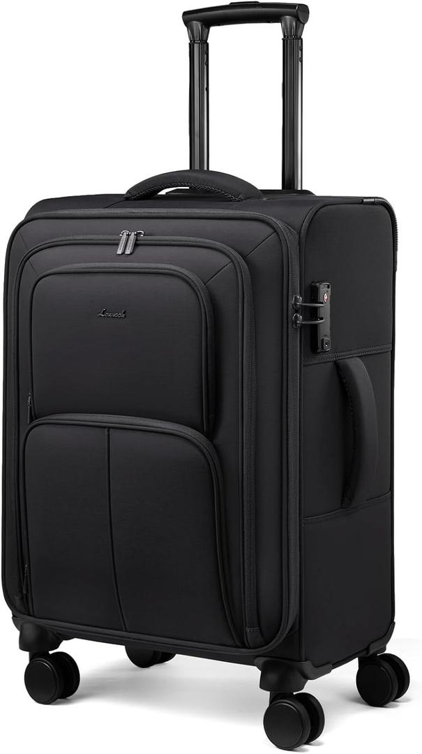 LOVEVOOK Medium Checked Luggage, 24 Inch Softside Suitcases with Spinner Wheels, Lightweight Suitcase with TSA Lock for Women Men, Large Luggage for Travel Business Trip