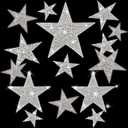 32 Pcs Iron On Star Patches 5 Sizes Silver Rhinestone Adhesive Star Appliques for Clothing Jeans Repair Decoration DIY