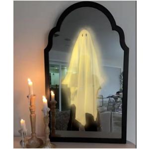 Halloween Hologram Ghost Mirror, Large Spooky Scary Ghosts Haunted Mirror Halloween Decor Indoor, Bedroom Kitchen and Fireplace Decor