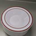 Goodluck 50 Pack Plastic Bowls with Red Rim, 12oz Disposable Soup Bowls, Heavy Duty Dessert Bowls for Weddings, Parties, Valentine's Day Dinners, Catering, Thanksgiving and Everyday Use