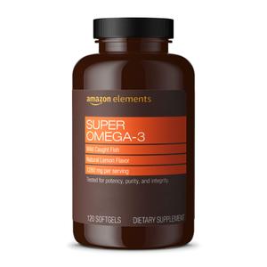 Amazon Basics Super Omega-3 with Natural Lemon Flavor, EPA & DHA Omega-3 Fatty acids, 120 Count (1280 mg per Serving, 2 Softgels) (Previously Amazon Elements) (EXP 06/01/28)