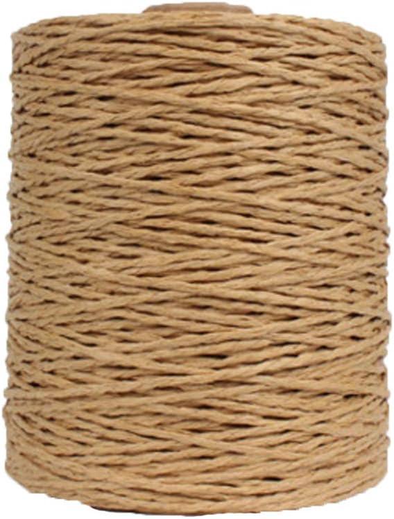 Natural Cotton Rayon Raffia Yarn for Brown Crochet Summer Sun Hat, Beach Bag, Raffia Ribbon Crochet Straw Knit Yarns, Knitting Craft Packing Twine Materials,280 Meters/306 Yards