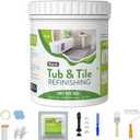 35 oz White Semi-Gloss Tub and Tile Paint for Bathroom, Tub and Tile Paint with Full Tools, Easily Covers 50-60sq.ft, Low Odor Bathtub Refinishing Kit for Kitchen, Sink, Shower, Fiberglass