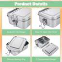 QTLCOHD 4 Pack 850ml Stainless Steel Lunch Box for Adults, 29oz Metal Bento Box with 2 Compartments, Leak-Proof Lunch Container with Lockable Clips, Metal Food Storage for Travel, Work