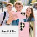 Owncase for Samsung Galaxy S24 Ultra Case Cute Fashion Polka Dot Phone Case for Women Girls Shockproof Slim TPU and Hard PC Protective Cover, Pink