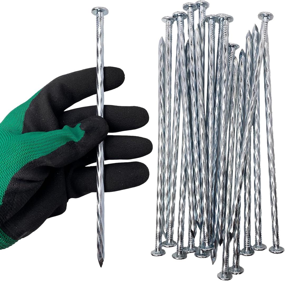 Artificial Turf Stakes Galvanized Spiral Landscape Spikes 8IN Weed Barrier Fabric Stakes for Paver Edging, Gardening Lawn Edging, Carpentry and More (55 PC)