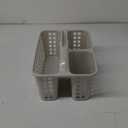 Portable Shower Caddy Basket with Compartments Cleaning Supplies Organizer with Handle Plastic Storage Divided Tool Bin for Bathroom, Bedroom, Kitchen, College Dorm, Garden, Under Sink, Light Grey