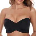 Strapless Bra for Women Plus Size Anti-Slip Multiway T-Shirt Bras with 1 Pairs Straps (36DDD, Black)