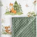 Baby Blanket for Boys Girls, Super Soft Double Layer Minky Dot Blanket with Woodland Animals, 30x40 Inch Lightweight Dotted Backing for Infant Toddler Nursery Crib, Sensory Security Throw