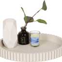 Cathyeen Oval Tray for Coffee Table Decor, 13" Resin Coffee Table Trays, Table Centerpieces Decorative Tray for Home Decor, Modern Decorative Centerpiece Trays, Beige Resin