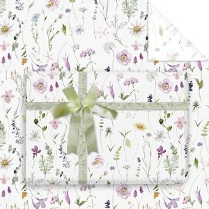JarThenaAMCS 6 Sheet Wildflower Wrapping Paper -Not Roll- Watercolor Floral Flower Gift Wrap Paper Folded Flat Large Art Papers for DIY Crafts Gift Wrapping, 27.6 x 39.4 Inch