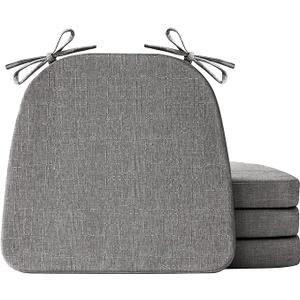 IASEAHK Chair Cushions for Dining Chairs Set of 4, Non Slip Kitchen Chair Pads, 17" x 16" x 2", Indoor Dining Chair Cushions with Ties, Seat Cushion for Kitchen Chairs, Chair Pads, Gray