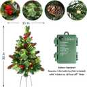 Set of 2 Pathway Christmas Tree Urn Filler, Lighted Artificial Mini Xmas Trees with Lights, Outdoor Christmas Decorations for Porch, Driveway, Yard (9 Pine Cones)