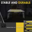 Adjustable Height Aluminum RV Step, Stable Foldable Platform Step Stool, Supports Up to 1,000 lb, Non-Slip Rubber Feet and Platform Mat, Easy to Carry (Black)