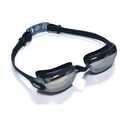 Professional swimming goggles, black frame, adjustable swim strap, training (Black ash)