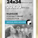 Americanflat 24x34 Poster Frame with Polished Plexiglass - Use as 20x30 Frame with Mat or Display 24x34 Photo Without Mat - Hudson Collection - Wide Picture Frames for Wall Display - Gold