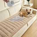 Waterproof Couch Cover for Dogs Washable,Non Slip Fuzzy Durable Couch Covers for 3 Cushion Sofa Pet Friendly Sofa Cover Dog Thick Soft Slipcovers Protector Couches Mat Bed (Brown, 27.6" x 59.06")