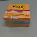 Post-it Super Sticky Lined Notes, 6 Sticky Note Pads, 4 x 4 in., School Supplies, Office Products, Sticky Notes for Vertical Surfaces, Monitors, Walls and Windows, Energy Boost Collection