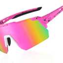 Sports Polarized Sunglasses, UV 400 Protection Sun Glasses Women, Mens Glasses for Cycling Biking Running (Pink)
