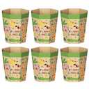 6-Pack Cardboard Trash Can  Foldable, Recyclable, Plastic-Free & Reusable Small Waste Paper Basket for Kids - Garbage Bin Perfect for Bedrooms, Playrooms, Children's Room & Outdoor (1.6 Gallon) (Animal Print)