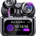 2026 Sleep Earbuds Bluetooth 5.4 in Ear Smart Touch Screen Ear Buds, 48H Playtime Mini Sleep Headphones Small Design for Side Sleepers, 5 EQ Modes, Crystal-Clear Calls, IPX7 Waterproof Earphones Black