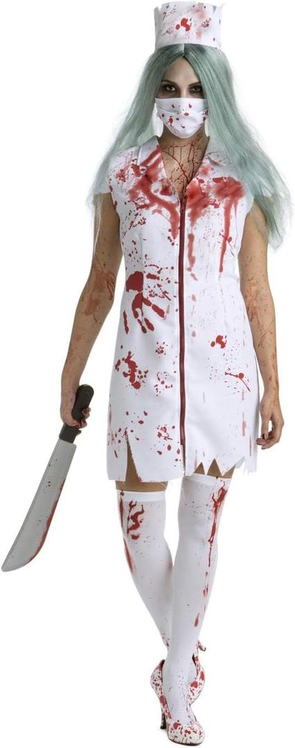 Morph Zombie Nurse Costume for Women, Halloween Nurse Outfit, Scary Womens Costume for Halloween Parties (Small)