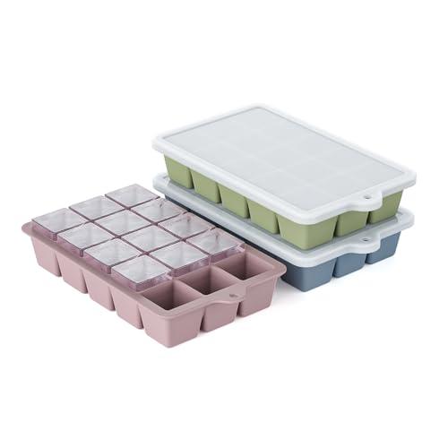 Silicone Ice Cube Tray 3 Pack, HANCELANT Ice Cube Mold, Ice Trays for Freezer with Lid for Whiskey, Baby Food, BPA Free, Easy Release