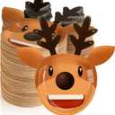 100 Pcs Christmas Paper Plates Disposable Christmas Dinner Dessert Paper Plates for Winter Party Table Supplies(Reindeer)