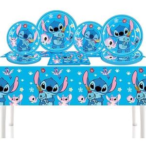 41PCS For Stitch Party Supplies, 20 Plates, 20 Napkins and 1 Tablecover for Stitch Birthday Party Decorations