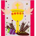 First Communion Banner Kit Girls 9 x 14 Inch First Holy Communion Banner kits Sunday School DIY Arts and Crafts kit for kids First Communion Gifts for Girls or Boys (Pink)