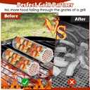 Grill Baskets for Outdoor Grill- 2 PCS, Rolling Grilling Basket, Stainless Steel BBQ Grill Mesh Grilling Accessories for Fish, Shrimp, Meat, Veggies, Fries, Grilling Gift for Men Dad Husband