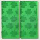 2 Pcs St Patricks Day Hand Towels, 3D Jacquard Shamrock Bathroom Towels 29.5 x 13.7 Inch Cotton Soft Absorbent Green St Patricks day Decorative for Bath, Kitchen, Cleaning, Drying (Green, Green)