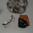 Beefunny Old Man Wig and Glasses Grandpa Costume Accessories Inflatable Walking Cane 100th Day of School Starter Kit (SILVER)