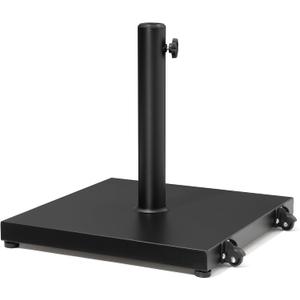 Patio Umbrella Base 43lbs Outdoor Umbrella Stand with Wheels, Heavy Duty Square Concrete Stand Market Umbrella, Black