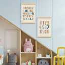 foedor Alphabet Numbers Poster Framed, Nursery ABC Wall Decor Poster Hanger Frame,Hanging Banner Decor for Nursery Toddler Girls Room Play Room, 12x16 Inch, Set of 2