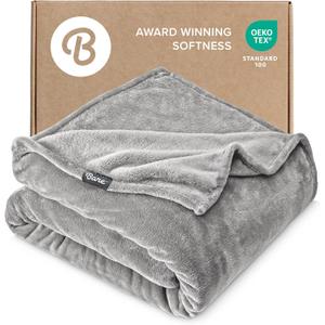 Bare Home Fleece Blanket - King Size - Ultra-Soft Lightweight for Bed, Sofa, and Couch - Luxury Microplush - Cozy Warm Blanket (King, Light Grey)