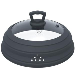 Microwave Splatter Cover Vented Glass Splatter Guard Lid with Collapsible Silicone for Food as Pot Covers 11.8 inch Large Plate for 6 7 8 9 10 11 inch Plate Bowl