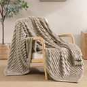 Geniospin Taupe Fleece Throw Blanket, 280GSM Extra Soft Lightweight Blanket with Strip, Plush Fuzzy Cozy Blankets and Throws for Couch, Bed, Sofa Cozy, Warm and Breathable (Taupe, 50x60 inches)
