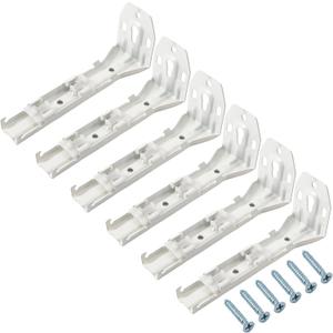 Bendable Curtain Track Double Wall Brackets, White, 6 Pack, Wall Mount Accessories