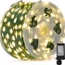LJLNION 1000 LED Fairy String Lights, 328FT Long Outdoor Christmas Lights, Waterproof IP65 Green PVC Copper Wire Lights, 8 Lighting Modes Plug in for Xmas Tree Holiday Party Wedding Decor, Warm White