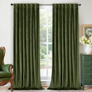 BGment Dark Green Velvet Curtains 84 Inches for Living Room, Super Soft Luxury Thermal Insulated Blackout Curtains & Drapes with Back Tab Rod Pocket for Bedroom, Set of 2 Panels, 52 x 84 Inch