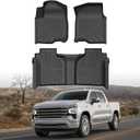Floor Mats for 2019-2026 Chevy Silverado/GMC Sierra 1500, 2020-2026 2500 HD/3500 HD Crew Cab (Fit w/Under-Seat Storage), All Weather Floor Liners for Silverado Accessories, Heavy Duty TPE Car Mats