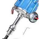 Ignition Distributor W/ 65k Coil One Wire Replacement For Ford 351W Windsor HEI SBF Small Block Blue HEI Distributor Replace 1035113, JM6510BL