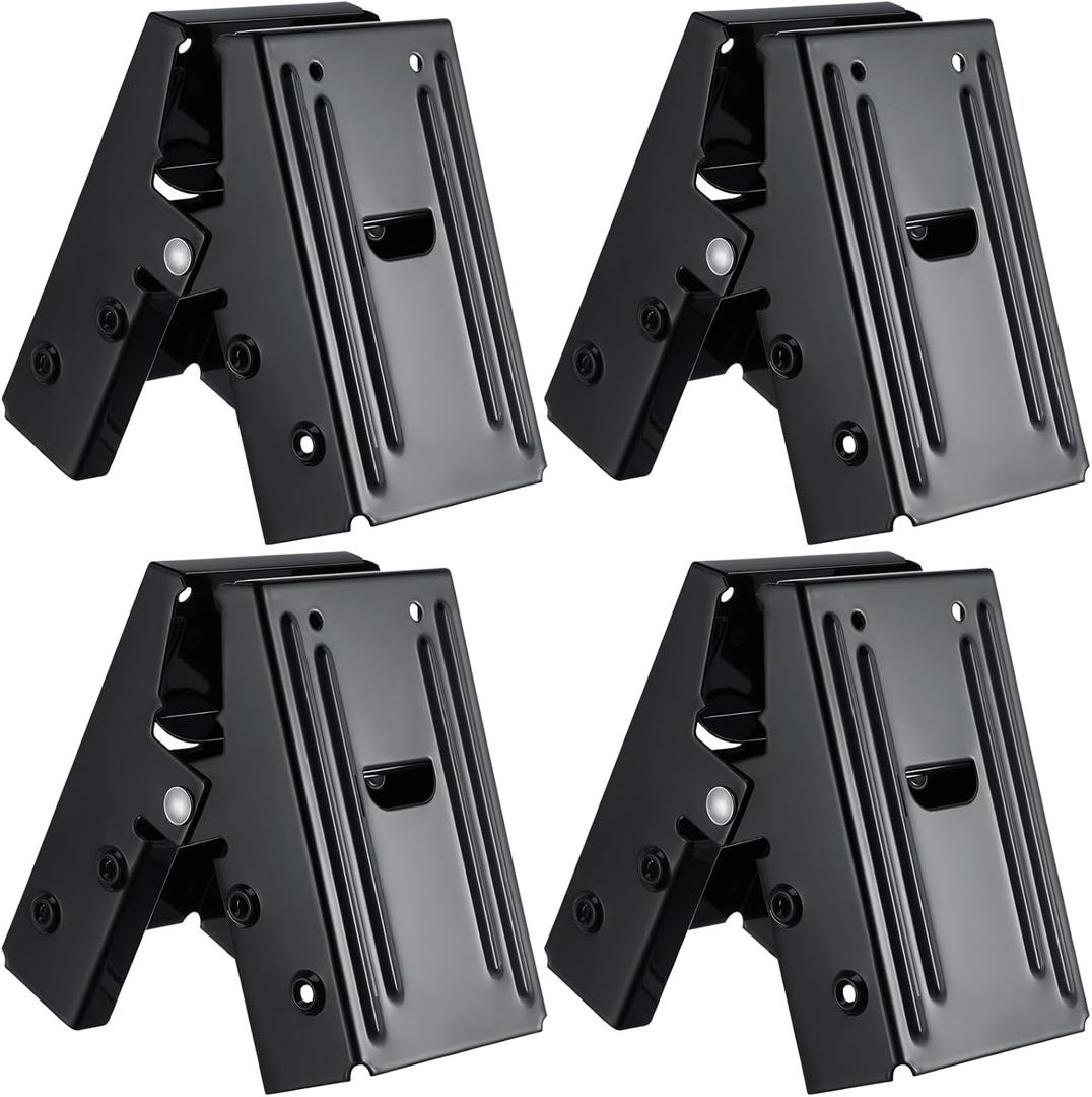 Gisafai 4 Pieces Steel Sawhorse Brackets with 220lb / 100kg Capacity (One Pair), Easy to Use Saw Horses Brackets Metal for Compact Storage(Black)