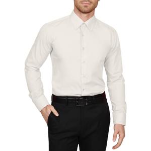 NE PEOPLE Men's Dress Shirt Classic Long Sleeve Slim Fit Button Down Solid Color Top, L (Ivory)