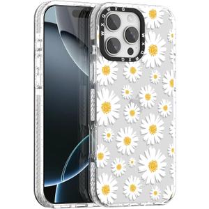 for iPhone 16 pro max case TPU+PC Premium Painted Anti-Drop Phone Case Superior Shock Absorption Military-Grade Drop Protection White Daisy Flower Phone case