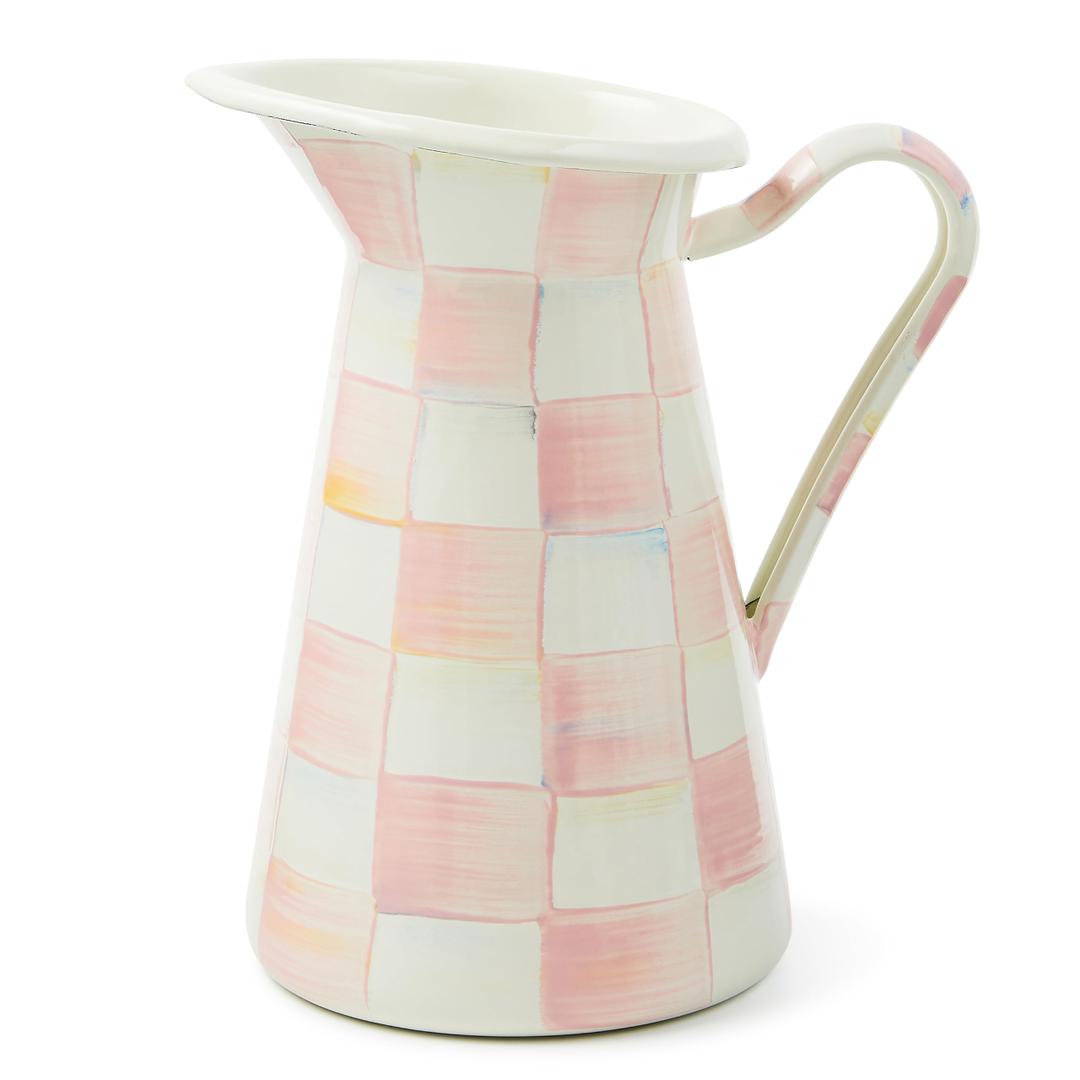 MACKENZIE-CHILDS Practical Pitcher, Medium, Pink-and-White Rosy Check