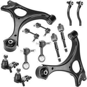 Front Lower Control Arms Suspension Kits Fit for Honda Civic 1.8L 2006 2007 2008 2009 2010 2011-12pc with Inner Outer Tie Rods, Sway Bar End Links
